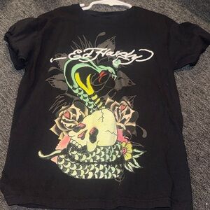 Ed Hardy Black Kids T-Shirt with Snake and Skull Design